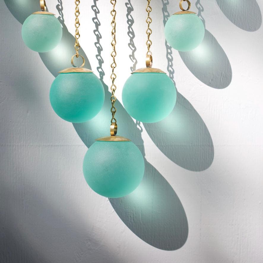 Chevron Seafoam Glass & Hand-Forged Brass Wall Hanging | Modern Coastal Wall Art | Sculptural Glass Decor