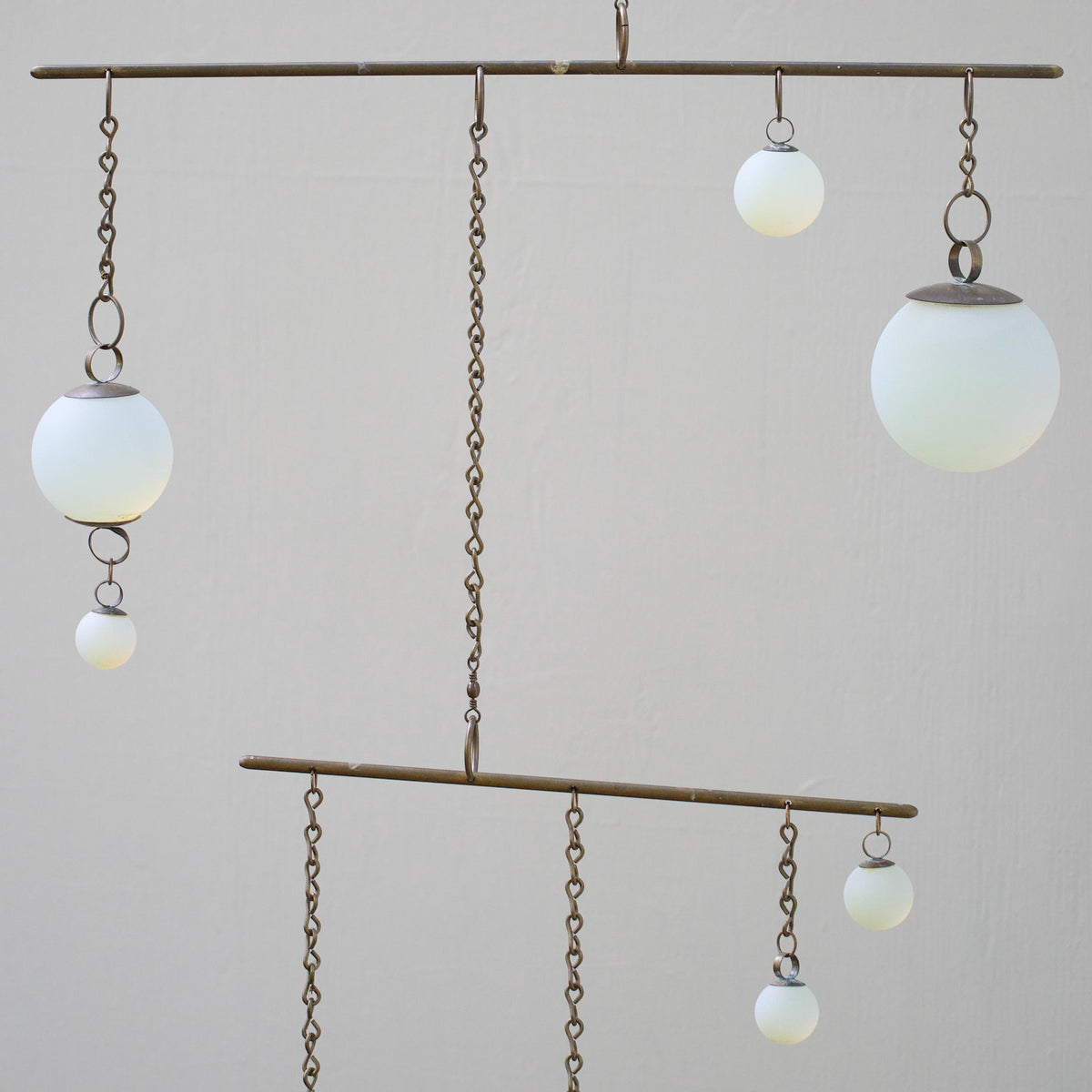 Balance - Opalite Glass & Brass Mobile: Handmade Kinetic Sculpture
