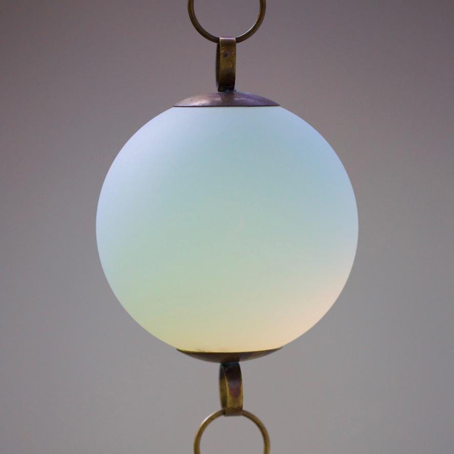 Inertia - Opalite Glass & Brass Mobile: Handmade Kinetic Sculpture