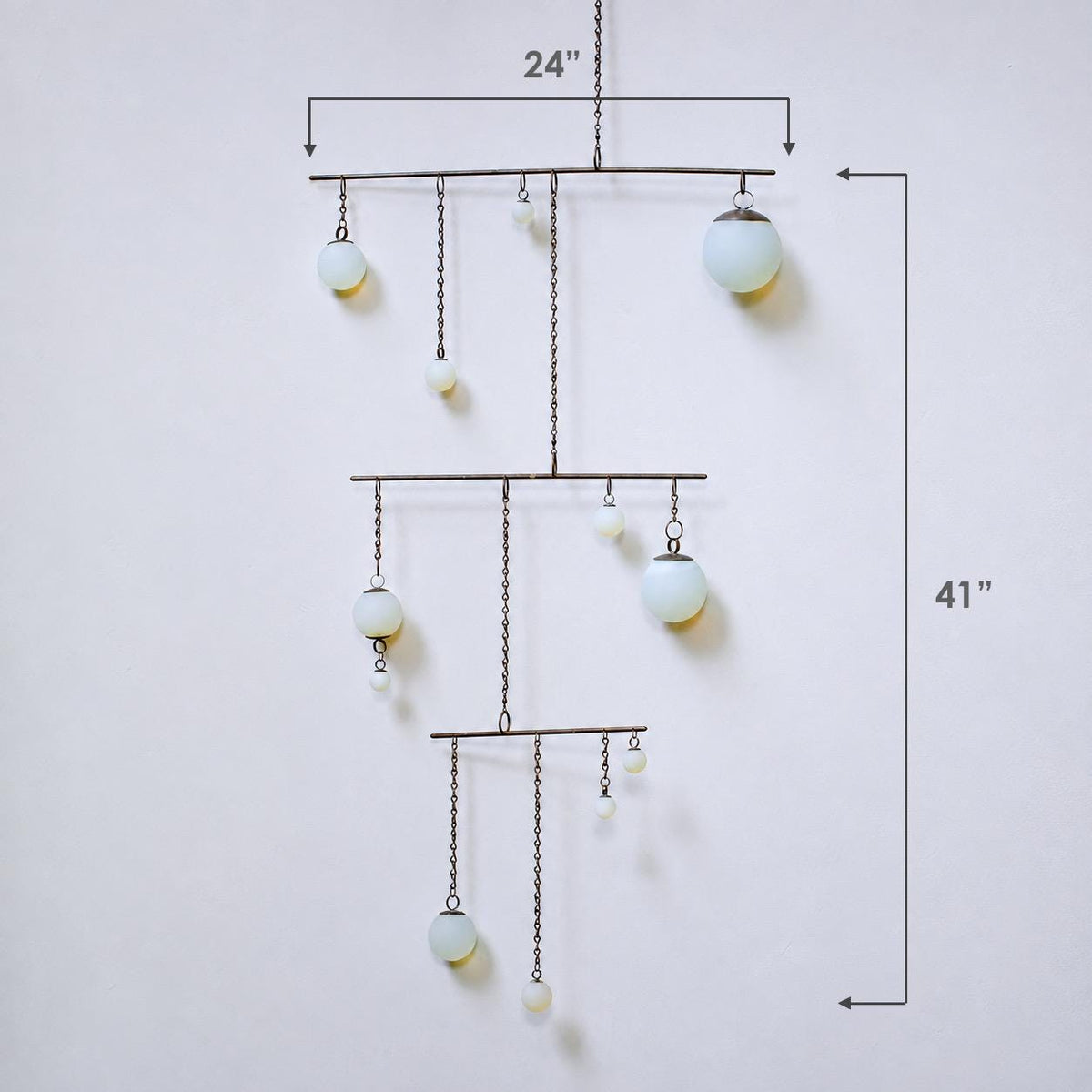 Balance - Opalite Glass & Brass Mobile: Handmade Kinetic Sculpture