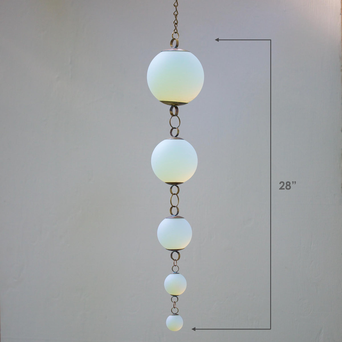 Inertia - Opalite Glass & Brass Mobile: Handmade Kinetic Sculpture