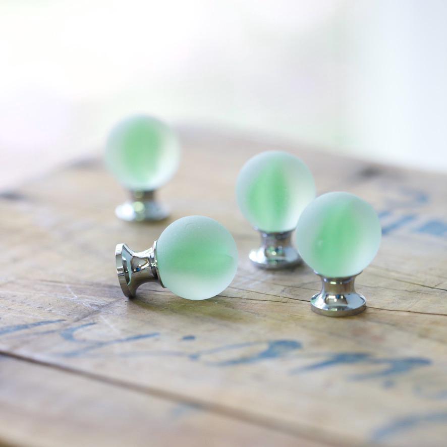 Sea Glass Drawer Knob - Green Swirl Marble