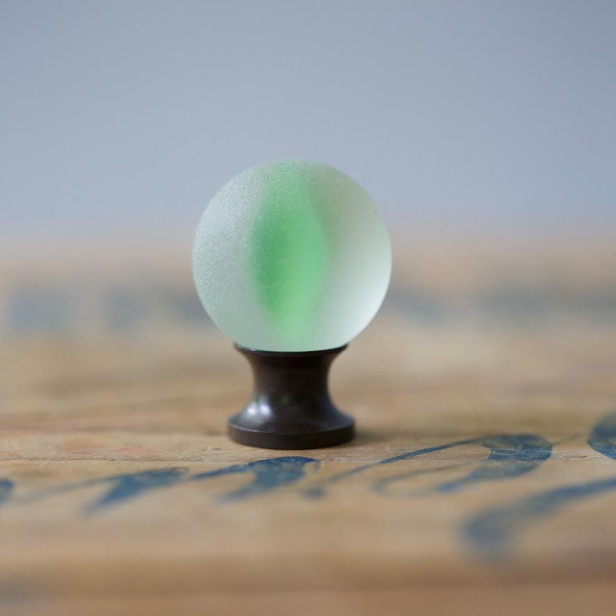Sea Glass Drawer Knob - Green Swirl Marble