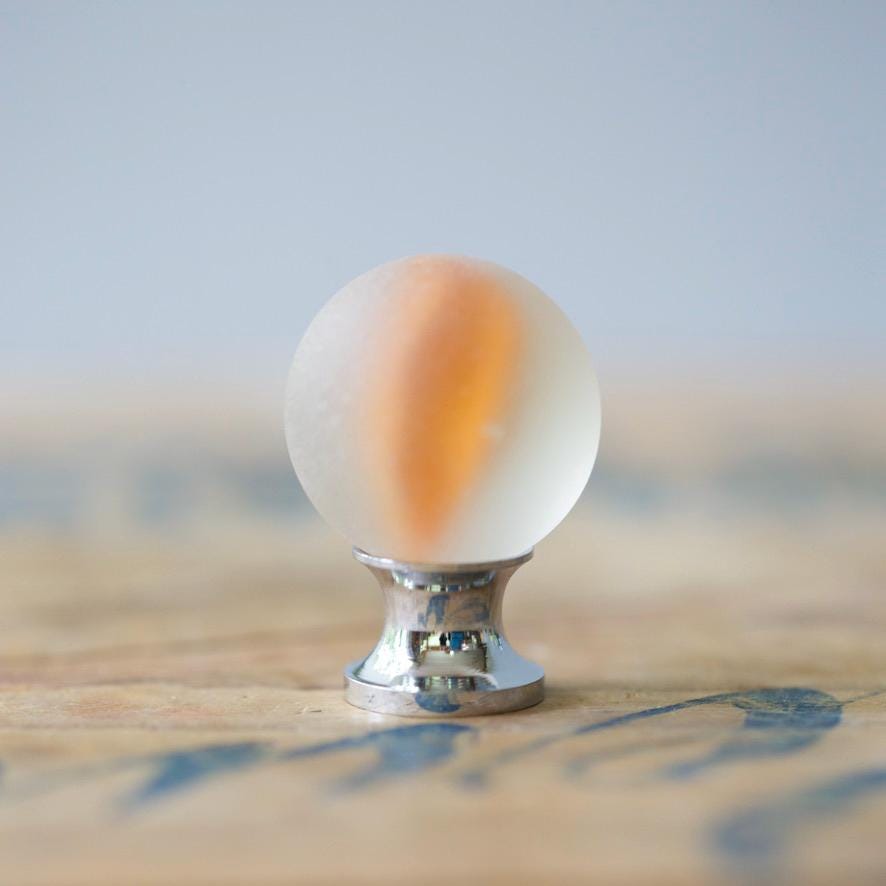 Sea Glass Drawer Knob - Orange Swirl Marble