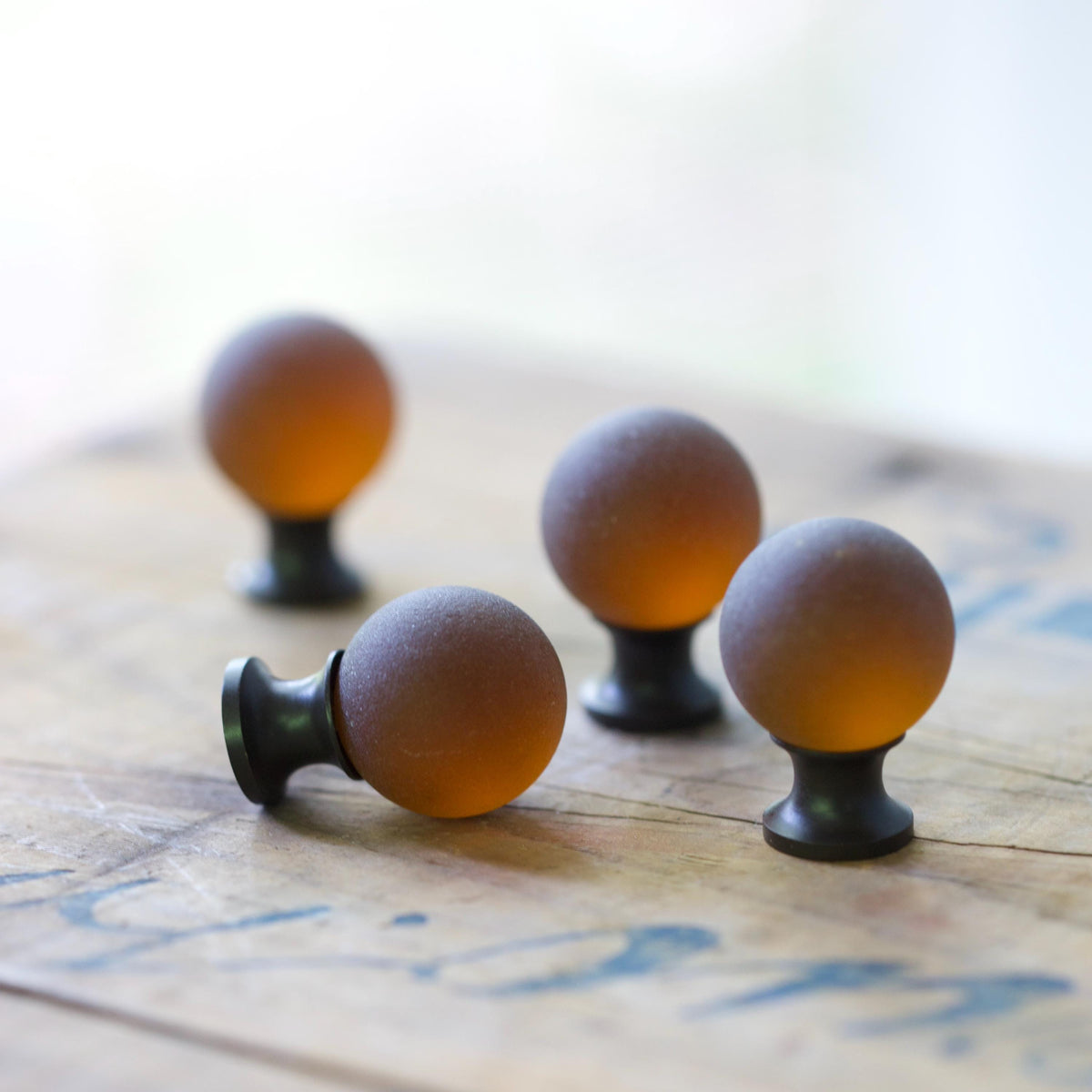 Sea Glass Drawer Knob - Deep Amber