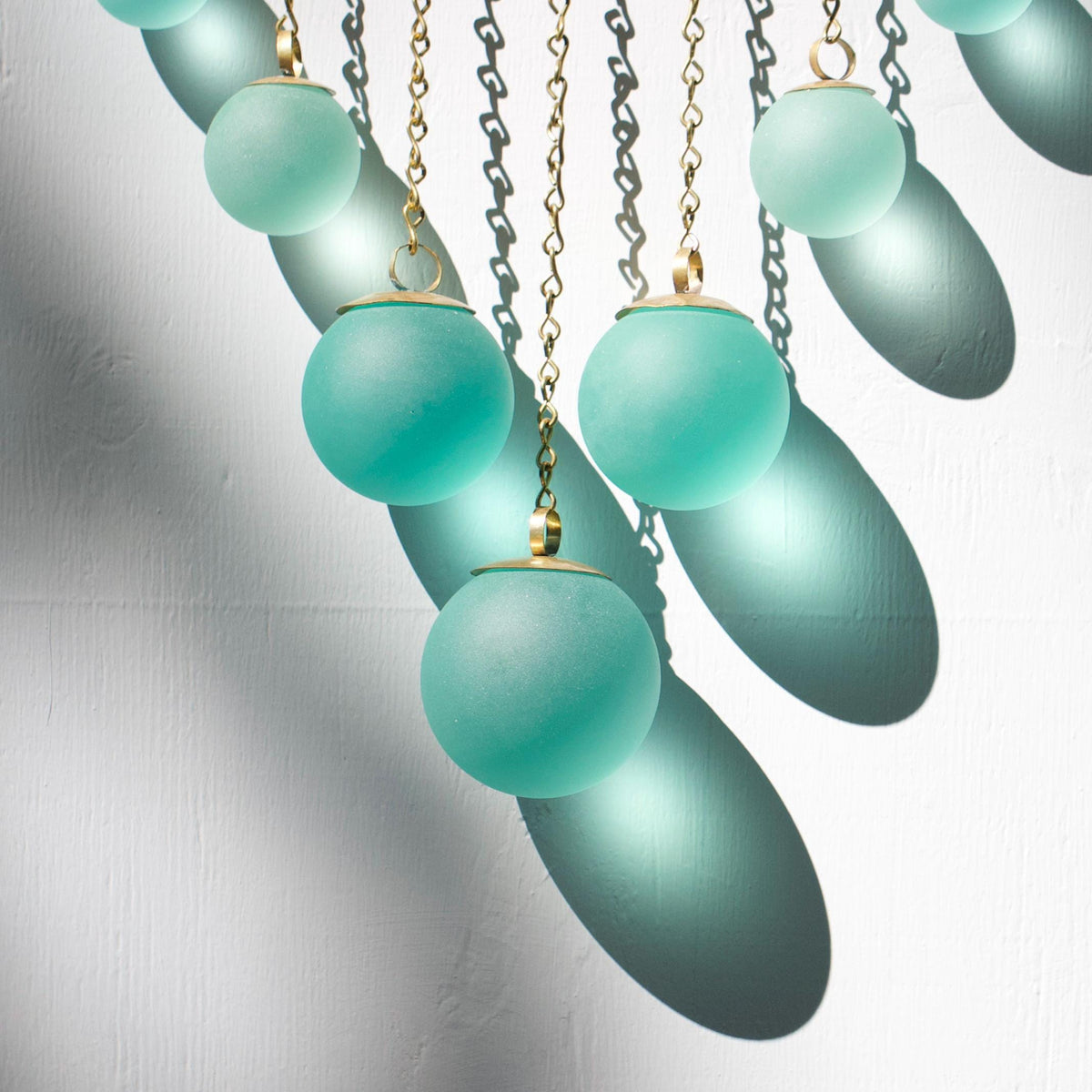 Chevron Seafoam Glass & Hand-Forged Brass Wall Hanging | Modern Coastal Wall Art | Sculptural Glass Decor