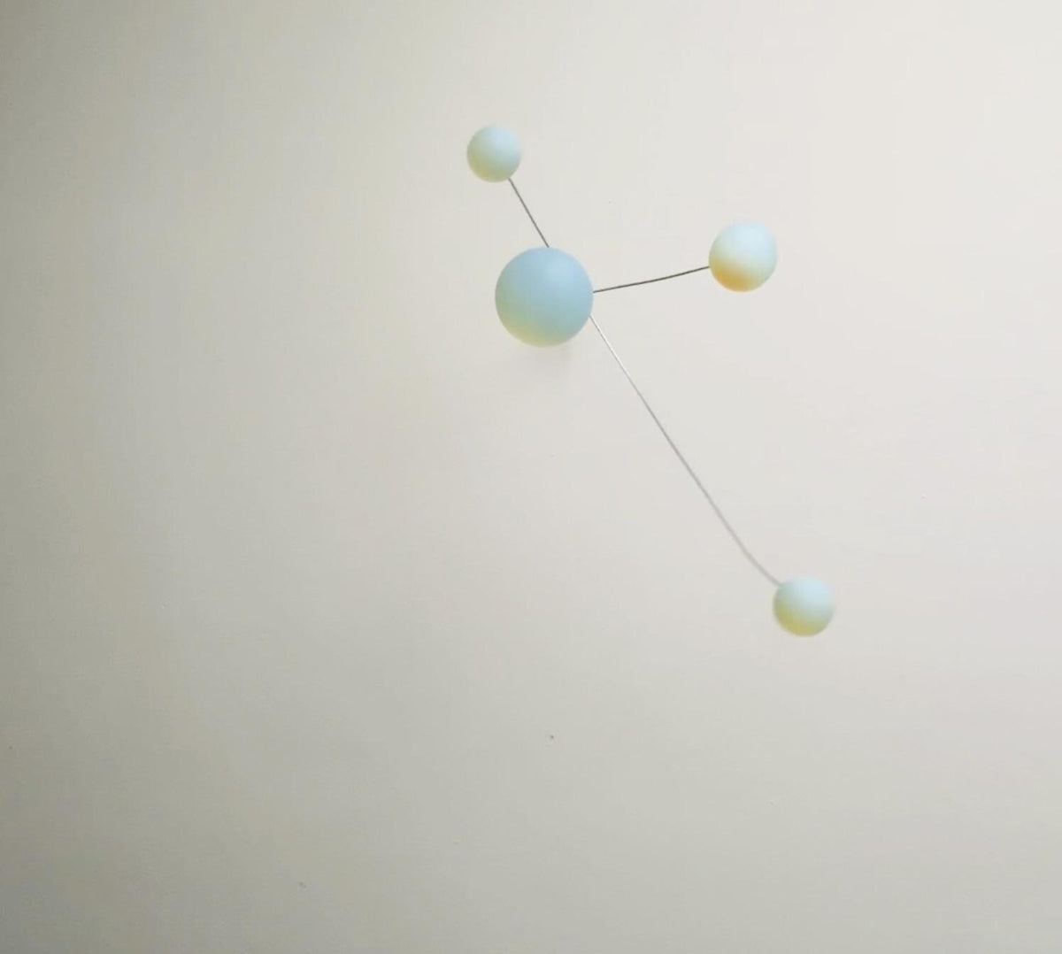 Opalite Glass & Brass Mobile: Handmade Kinetic Sculpture (22” x 14”)
