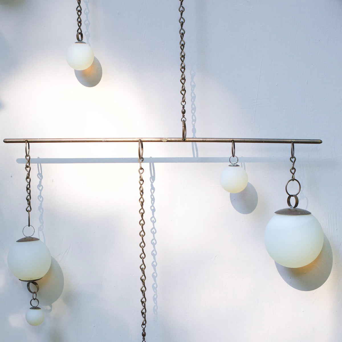 Balance - Opalite Glass & Brass Mobile: Handmade Kinetic Sculpture