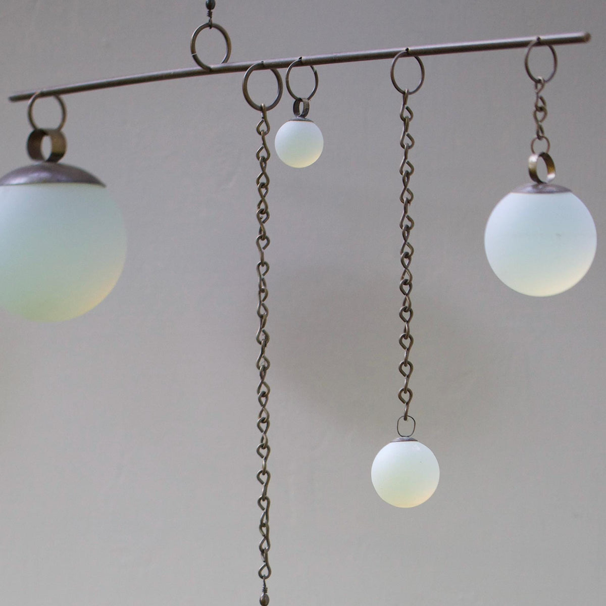 Balance - Opalite Glass & Brass Mobile: Handmade Kinetic Sculpture