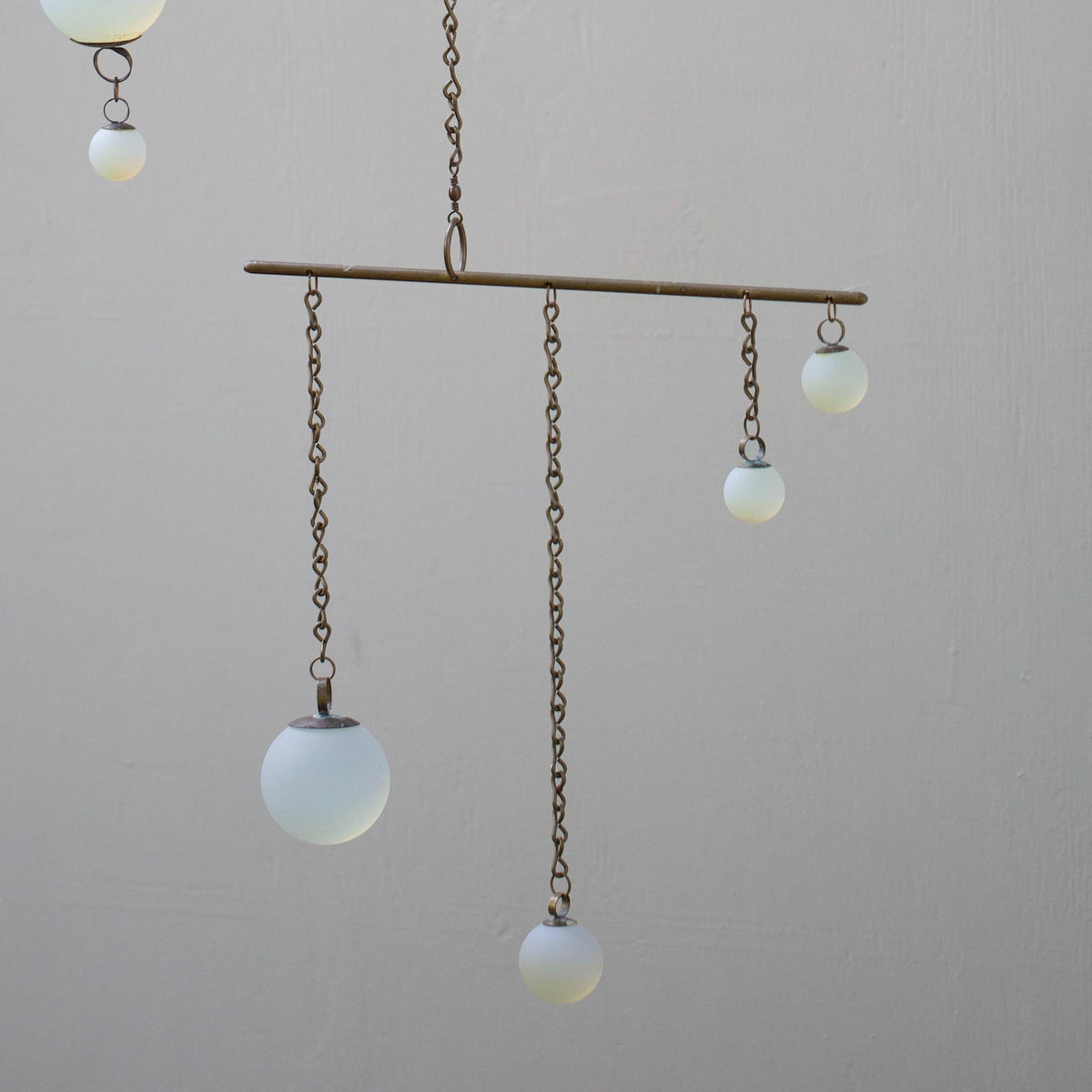 Balance - Opalite Glass & Brass Mobile: Handmade Kinetic Sculpture