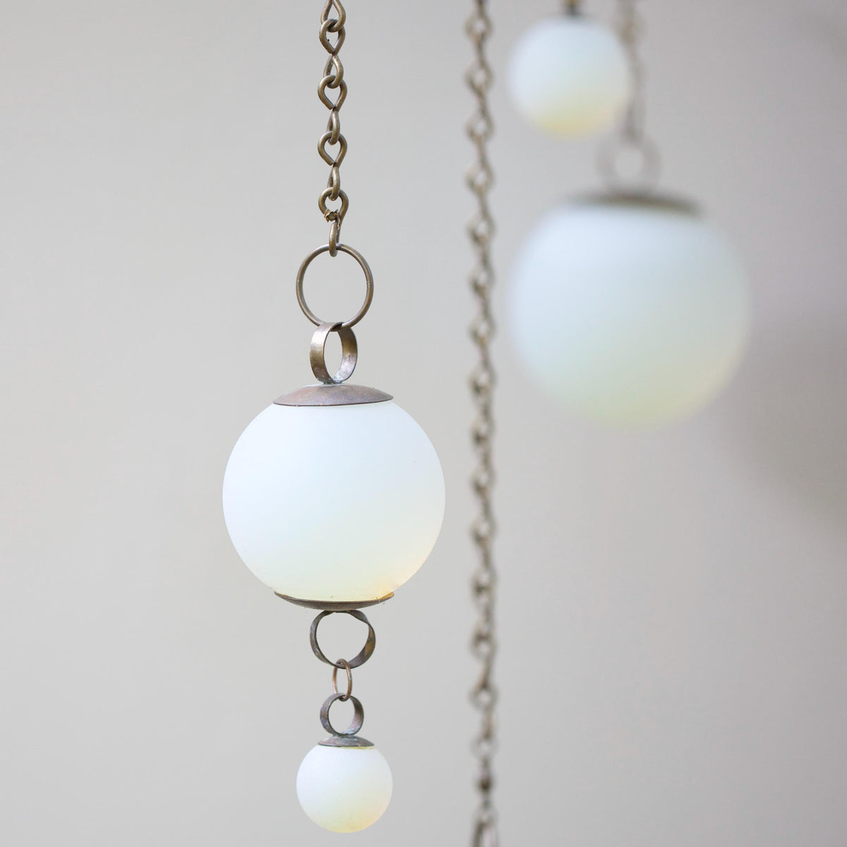 Balance - Opalite Glass & Brass Mobile: Handmade Kinetic Sculpture