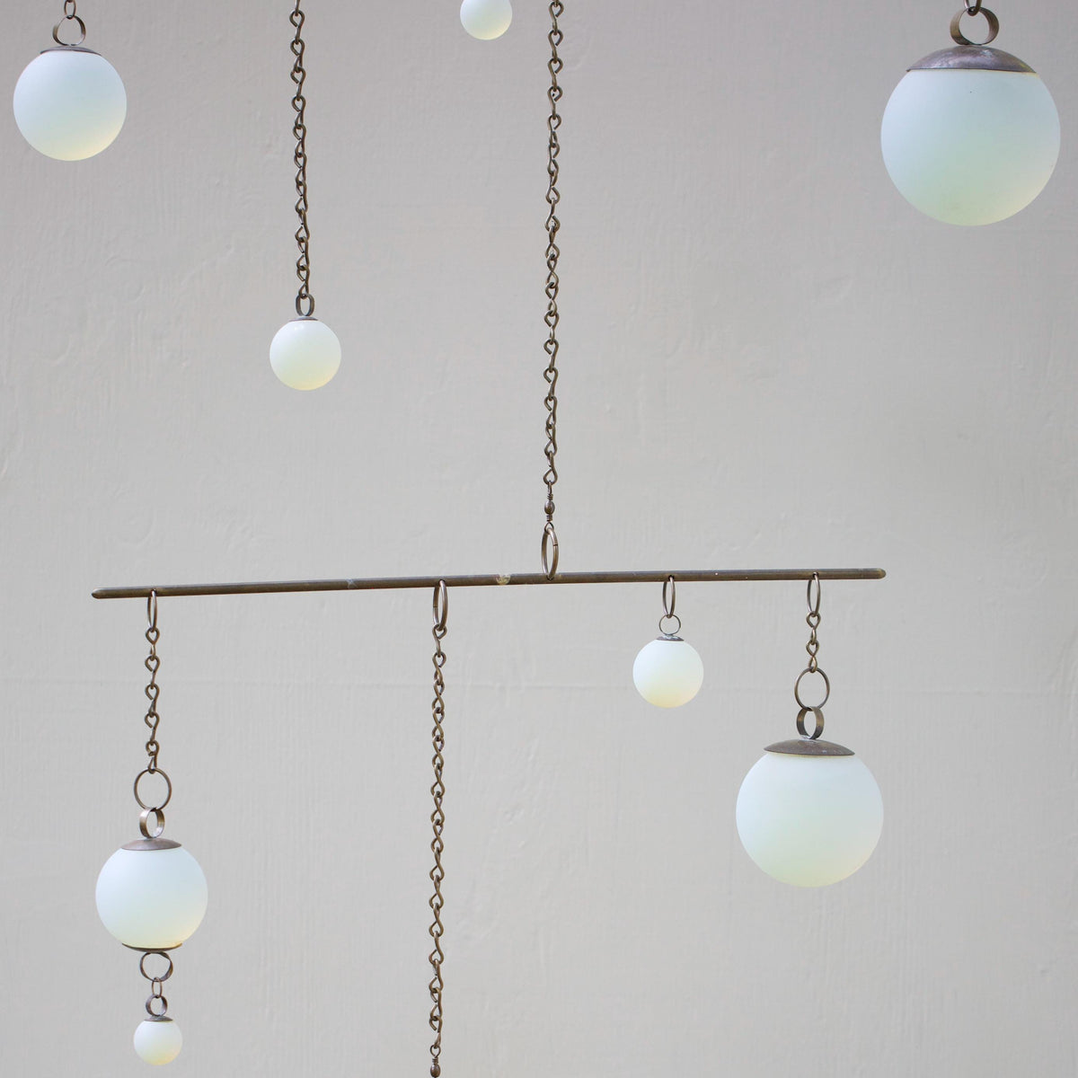 Balance - Opalite Glass & Brass Mobile: Handmade Kinetic Sculpture