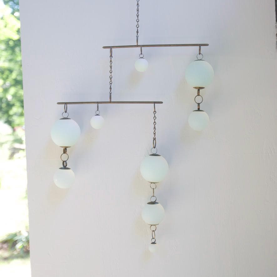 Play - Opalite Glass & Brass Mobile: Handmade Kinetic Sculpture