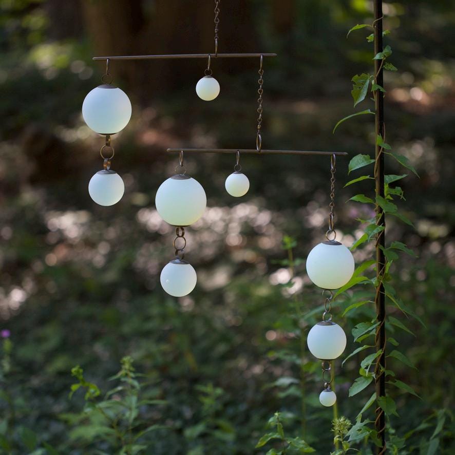 Play - Opalite Glass & Brass Mobile: Handmade Kinetic Sculpture