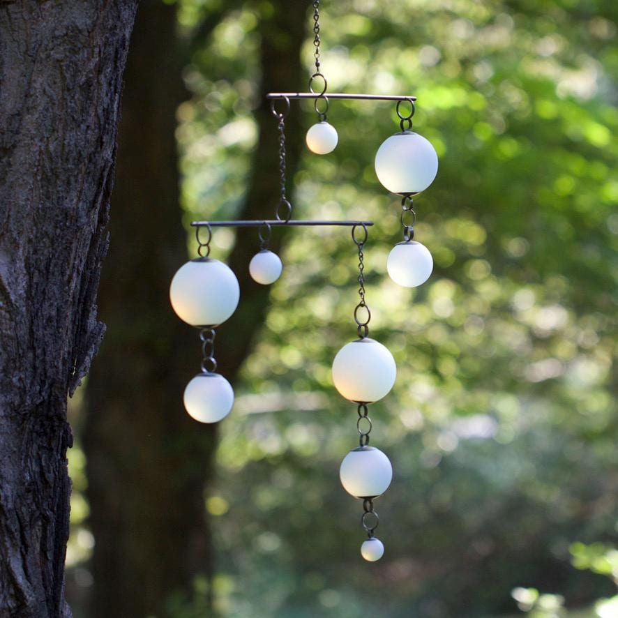 Play - Opalite Glass & Brass Mobile: Handmade Kinetic Sculpture