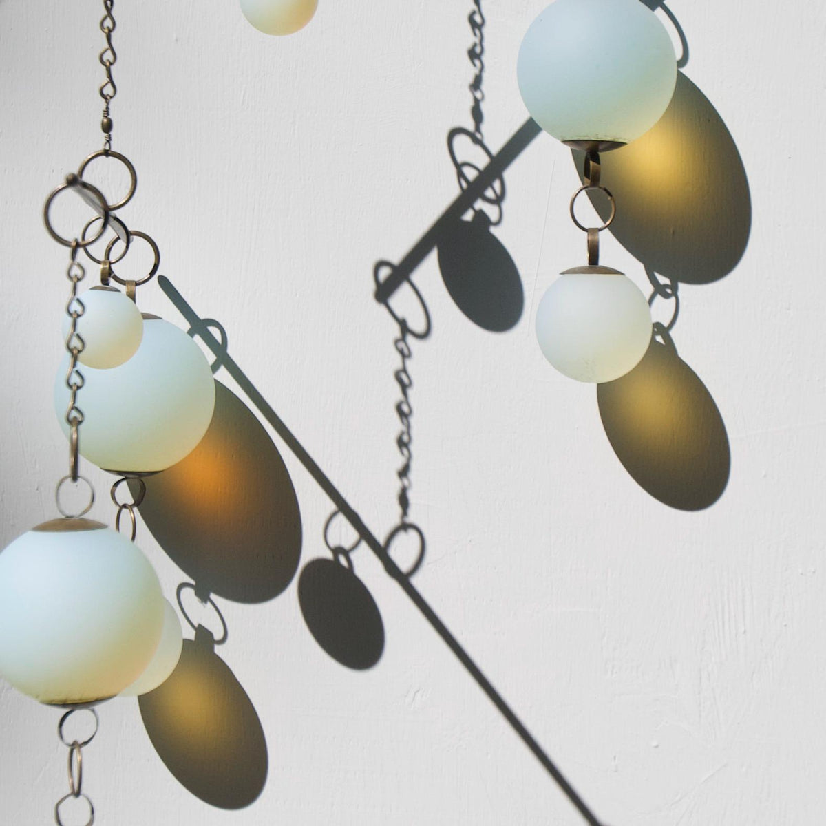 Play - Opalite Glass & Brass Mobile: Handmade Kinetic Sculpture