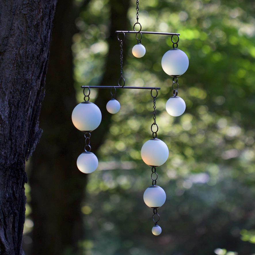Play - Opalite Glass & Brass Mobile: Handmade Kinetic Sculpture