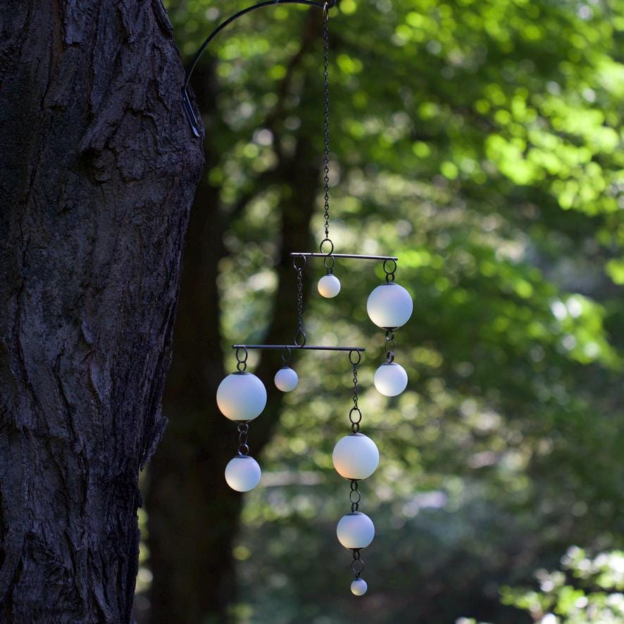 Play - Opalite Glass & Brass Mobile: Handmade Kinetic Sculpture