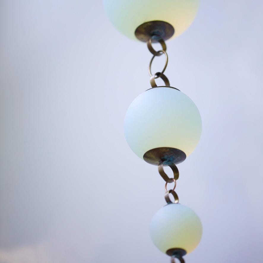 Inertia - Opalite Glass & Brass Mobile: Handmade Kinetic Sculpture