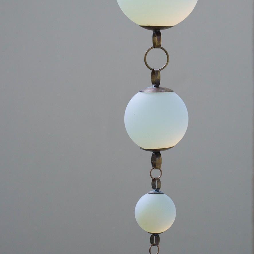 Inertia - Opalite Glass & Brass Mobile: Handmade Kinetic Sculpture
