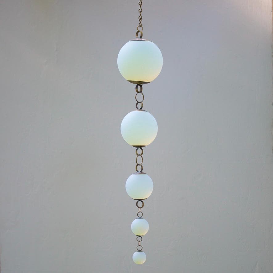 Inertia - Opalite Glass & Brass Mobile: Handmade Kinetic Sculpture