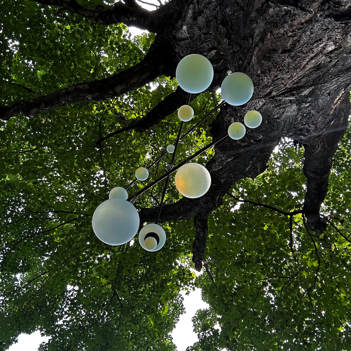Balance - Opalite Glass & Brass Mobile: Handmade Kinetic Sculpture