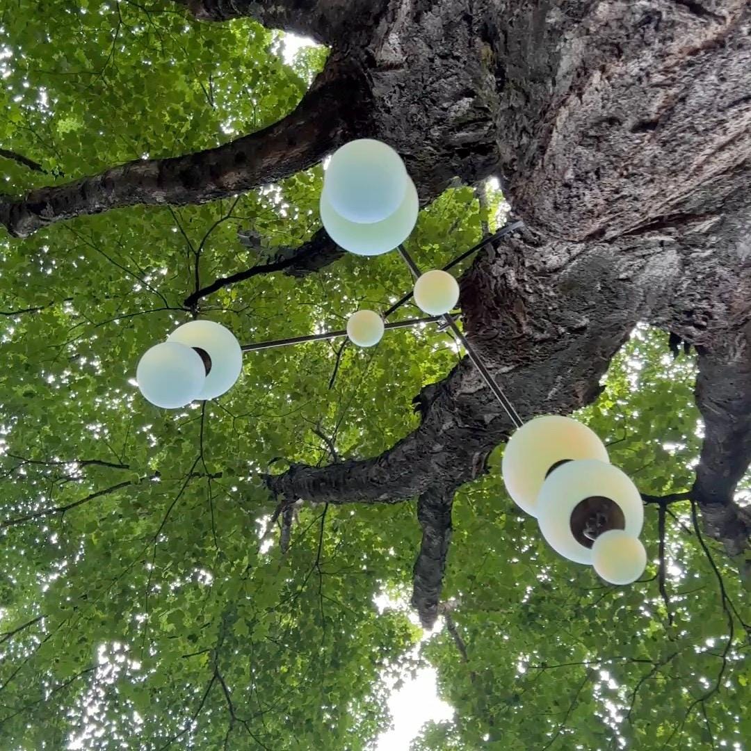 Play - Opalite Glass & Brass Mobile: Handmade Kinetic Sculpture