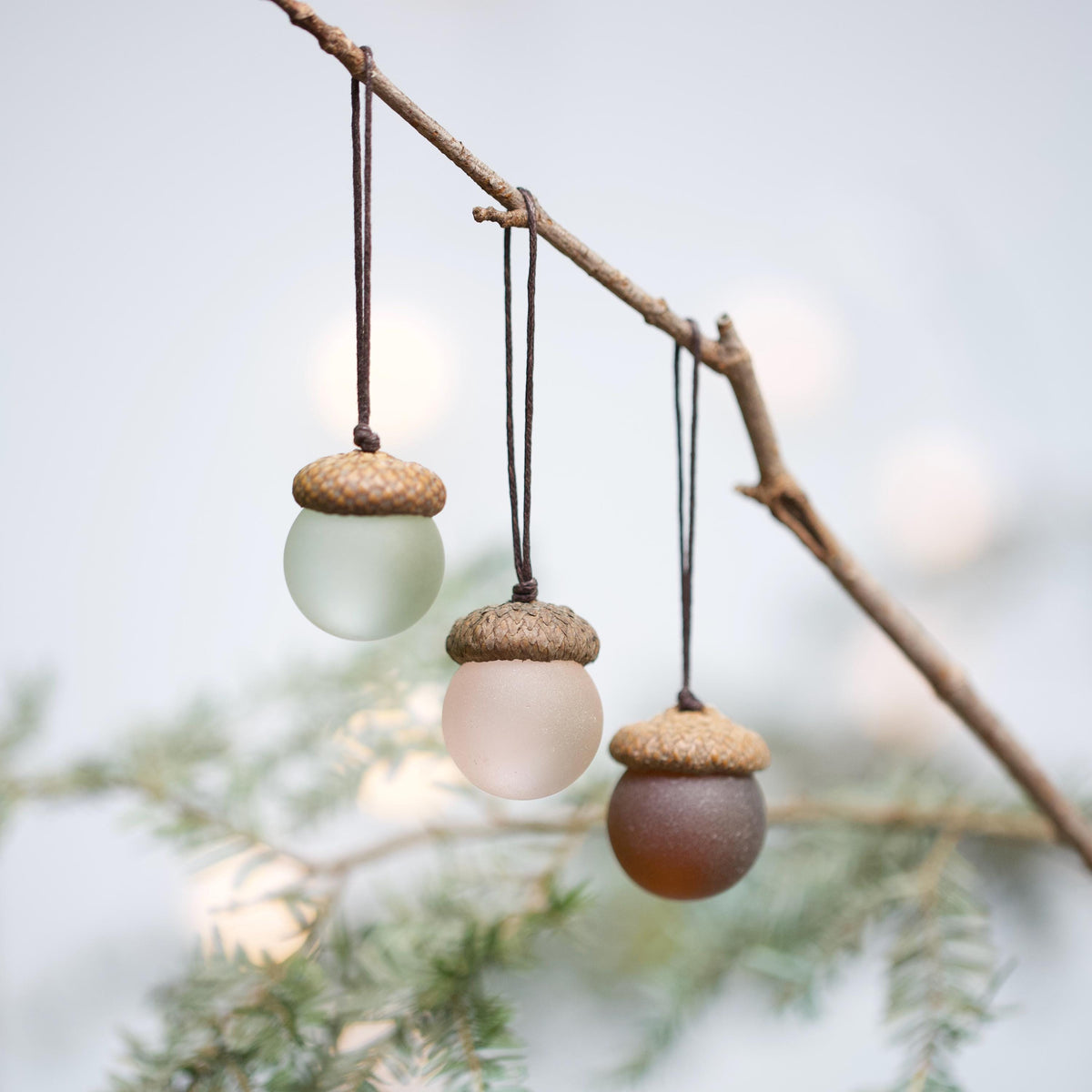 Handmade Sea Glass Acorns: Cozy Fall Decorative Ornaments