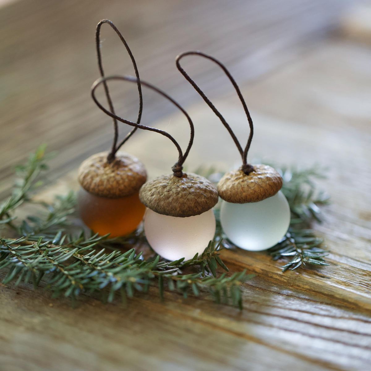 Handmade Sea Glass Acorns: Cozy Fall Decorative Ornaments