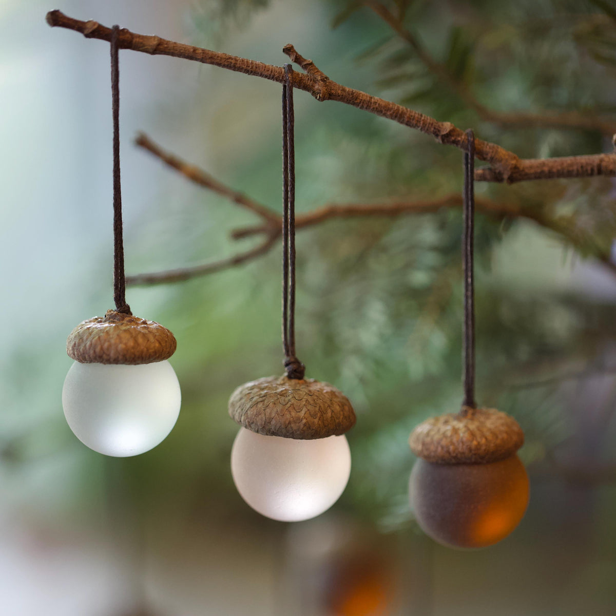 Handmade Sea Glass Acorns: Cozy Fall Decorative Ornaments