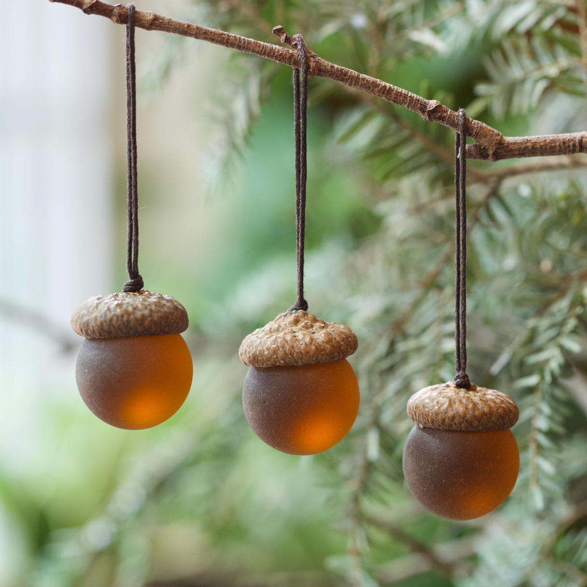 Handmade Sea Glass Acorns: Cozy Fall Decorative Ornaments