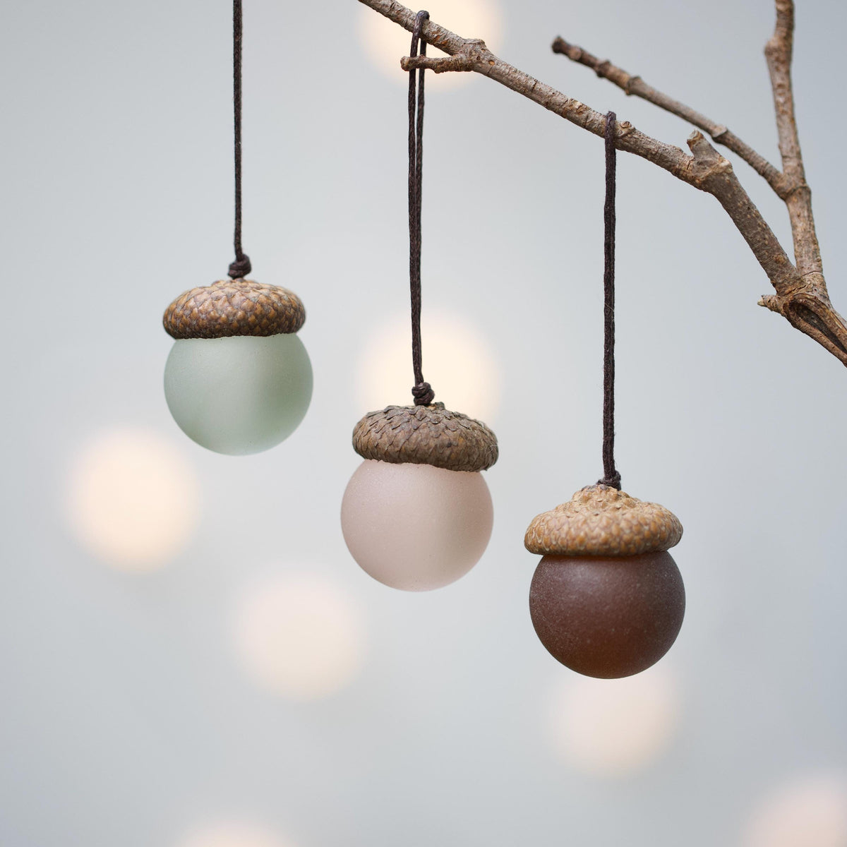 Handmade Sea Glass Acorns: Cozy Fall Decorative Ornaments
