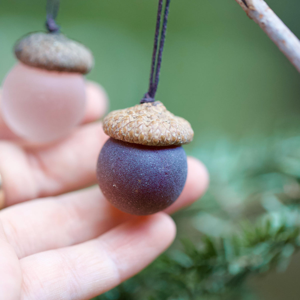 Handmade Sea Glass Acorns: Cozy Fall Decorative Ornaments