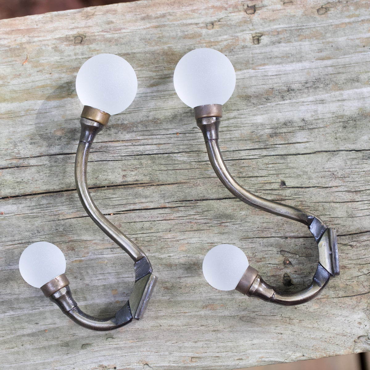 Sea Glass & Brass Coat Hook | Coastal Bathroom | Nautical Entryway