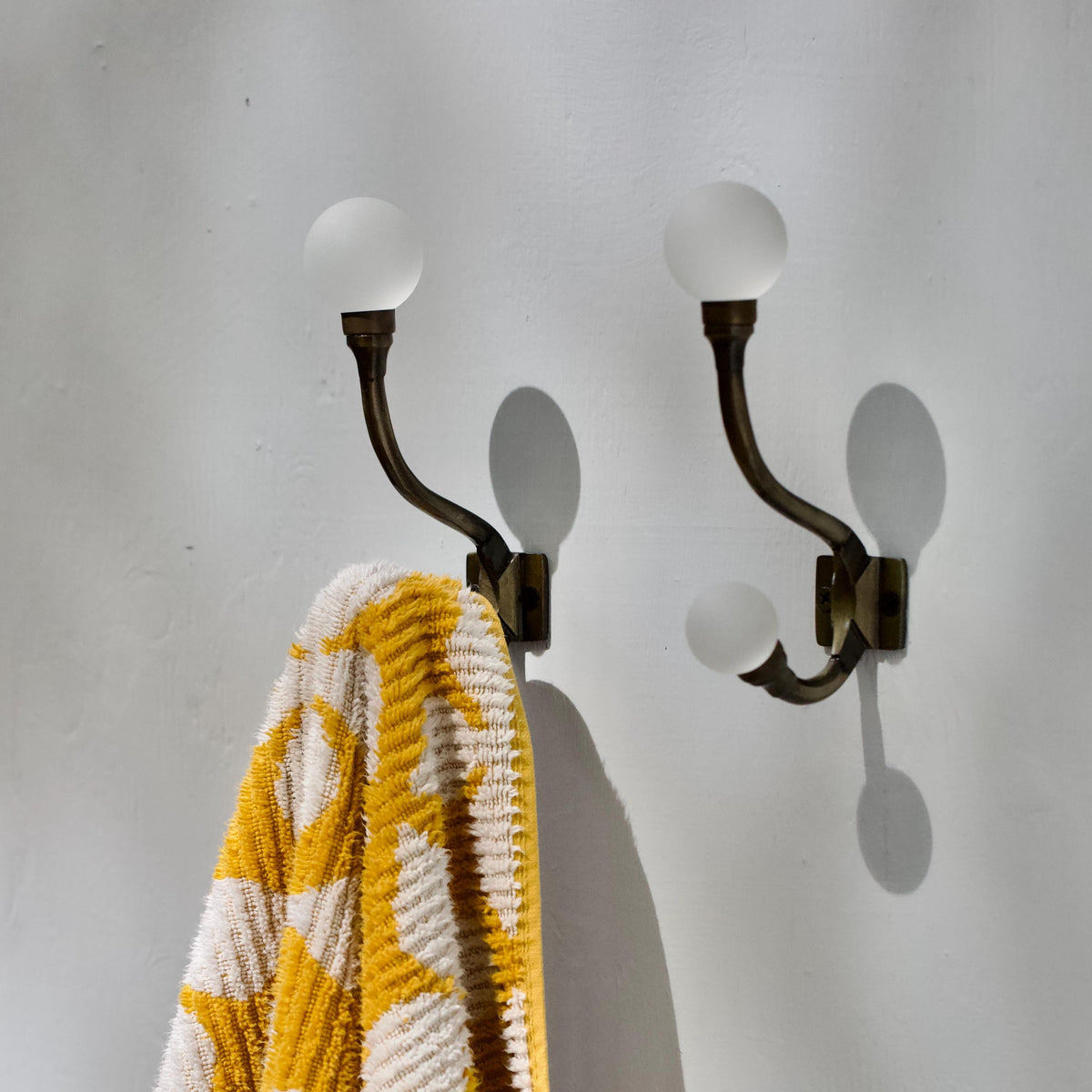Sea Glass & Brass Coat Hook | Coastal Bathroom | Nautical Entryway