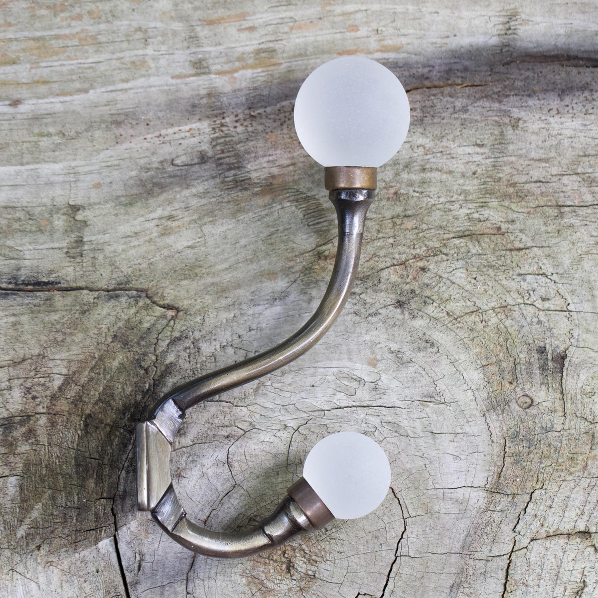 Sea Glass & Brass Coat Hook | Coastal Bathroom | Nautical Entryway