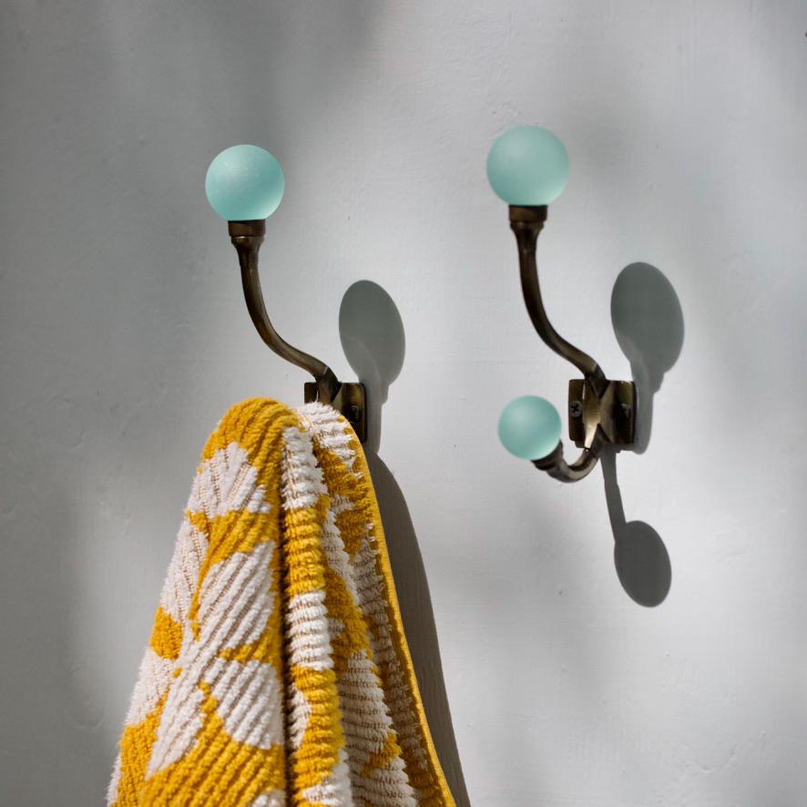 Sea Glass & Brass Coat Hook | Coastal Bathroom | Nautical Entryway