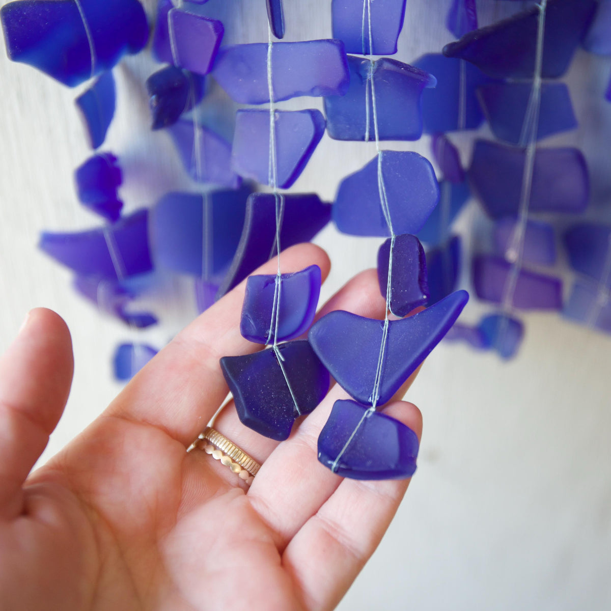 Blue Square | Royal Blue Sea Glass Wall Art