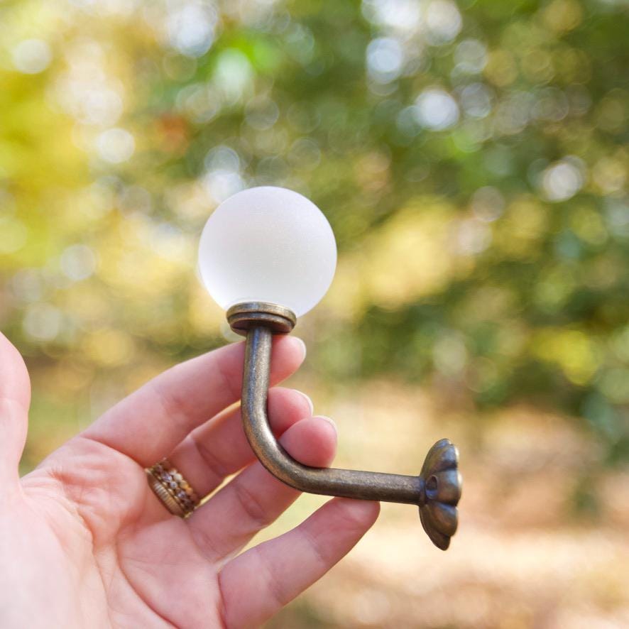 Medium Sea Glass Hook - White