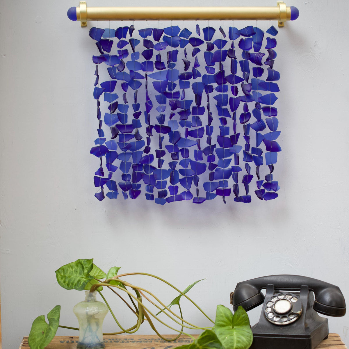 Blue Square | Royal Blue Sea Glass Wall Art