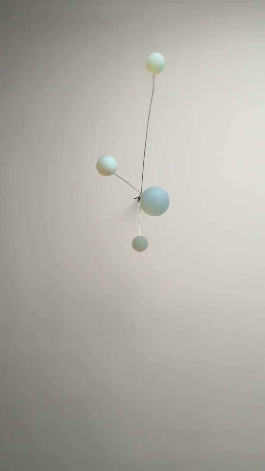 Opalite Glass & Brass Mobile: Handmade Kinetic Sculpture (22” x 14”)