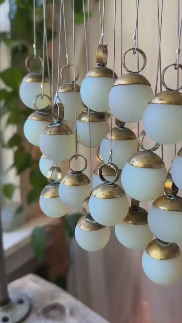 Opalite and Brass Wall Hanging | Handmade Glass Tapestry | Modern Boho Wall Art