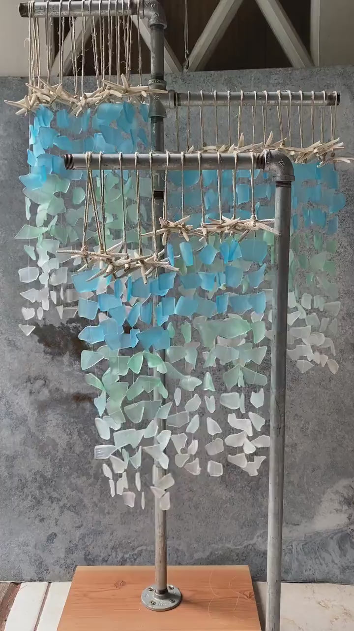 Sea Glass Suncatcher: Recycled Glass & Driftwood Mobile