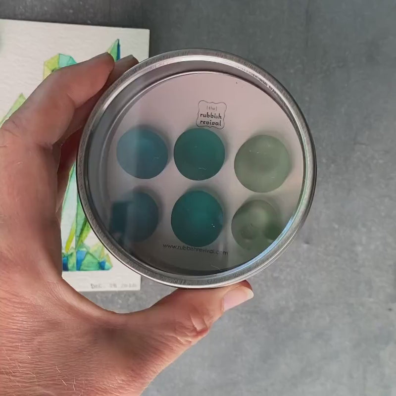 Glass Gem Magnets -  Aqua Love