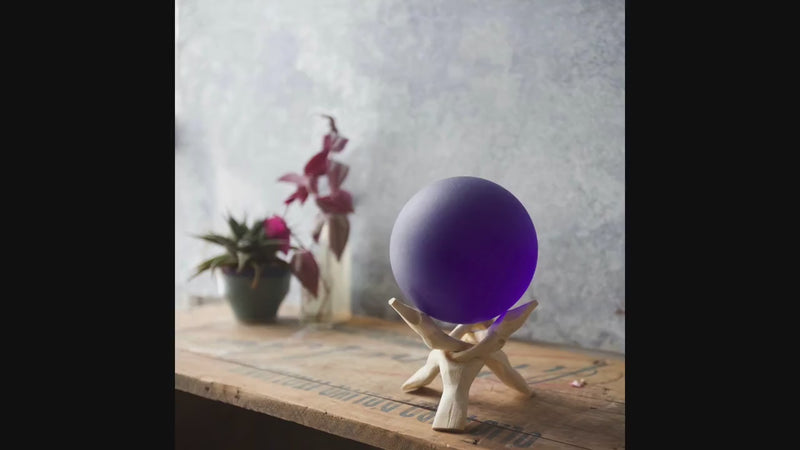 Twilight - Super Jumbo Seaglass Ball w/ Driftwood or Geometric Metal Stand