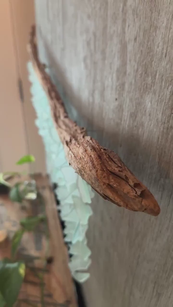 Sea Glass & Driftwood Mobile - Solid Seafoam Wave (01.17.26)