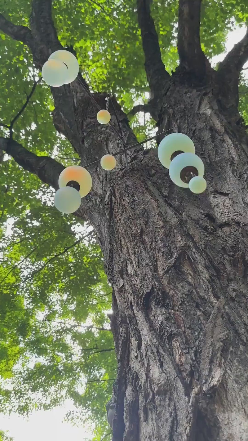Play - Opalite Glass & Brass Mobile: Handmade Kinetic Sculpture