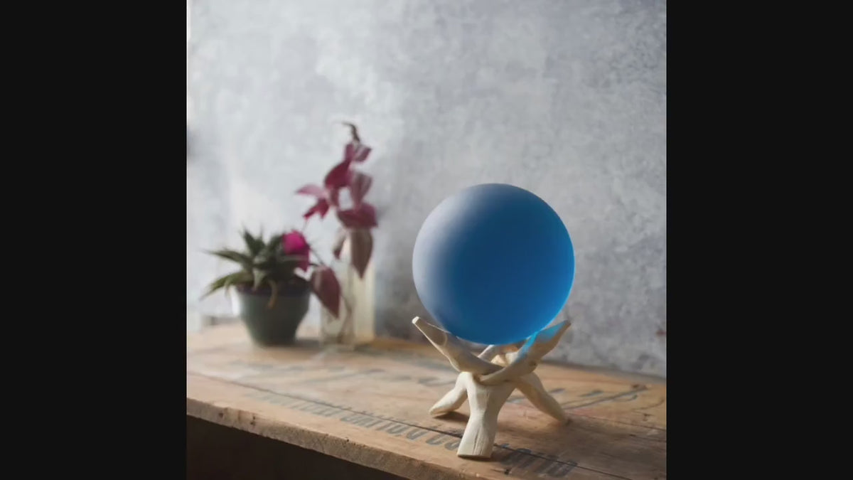 Purple - Super Jumbo Seaglass Ball w/ Driftwood or Geometric Metal Stand