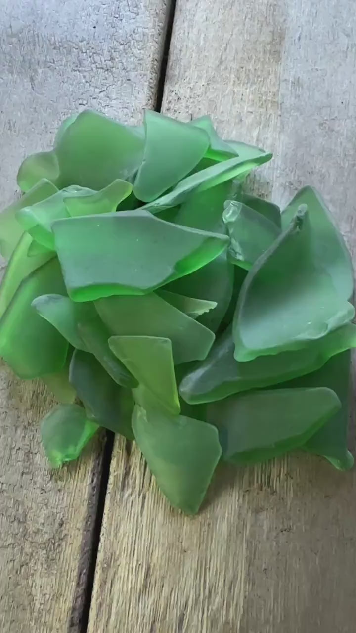 Green Recycled Sea Glass: 13oz Bag for Crafts & Coastal Decor