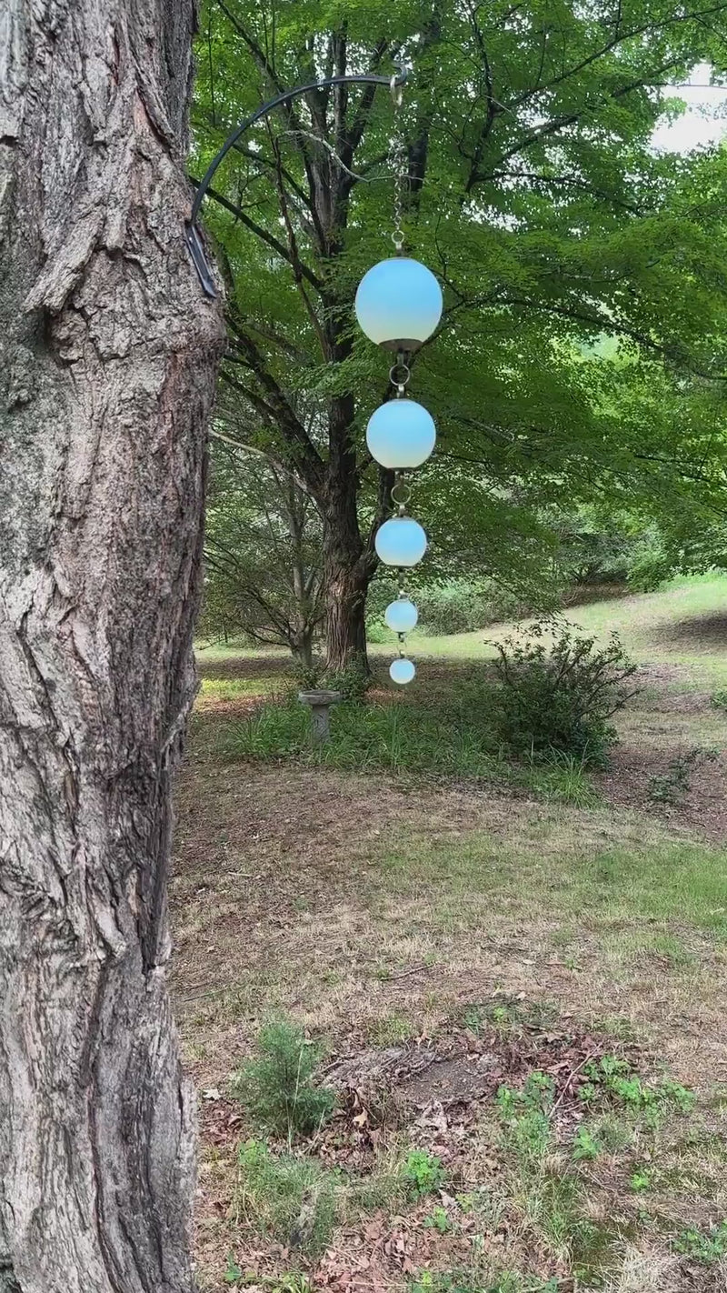 Inertia - Opalite Glass & Brass Mobile: Handmade Kinetic Sculpture
